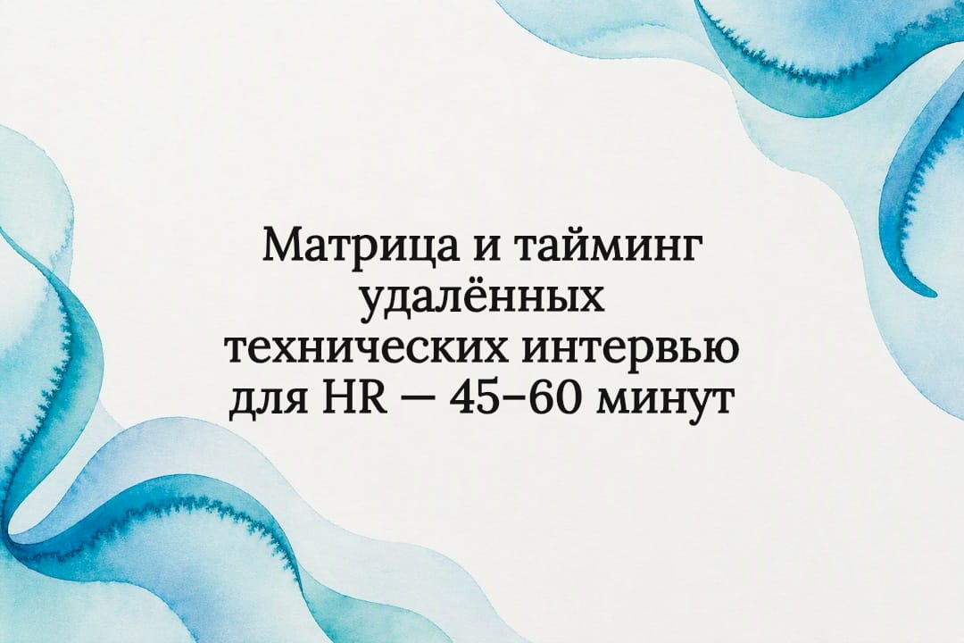 Матрица и тайминг удалённых технических интервью для HR — 45–60 минут