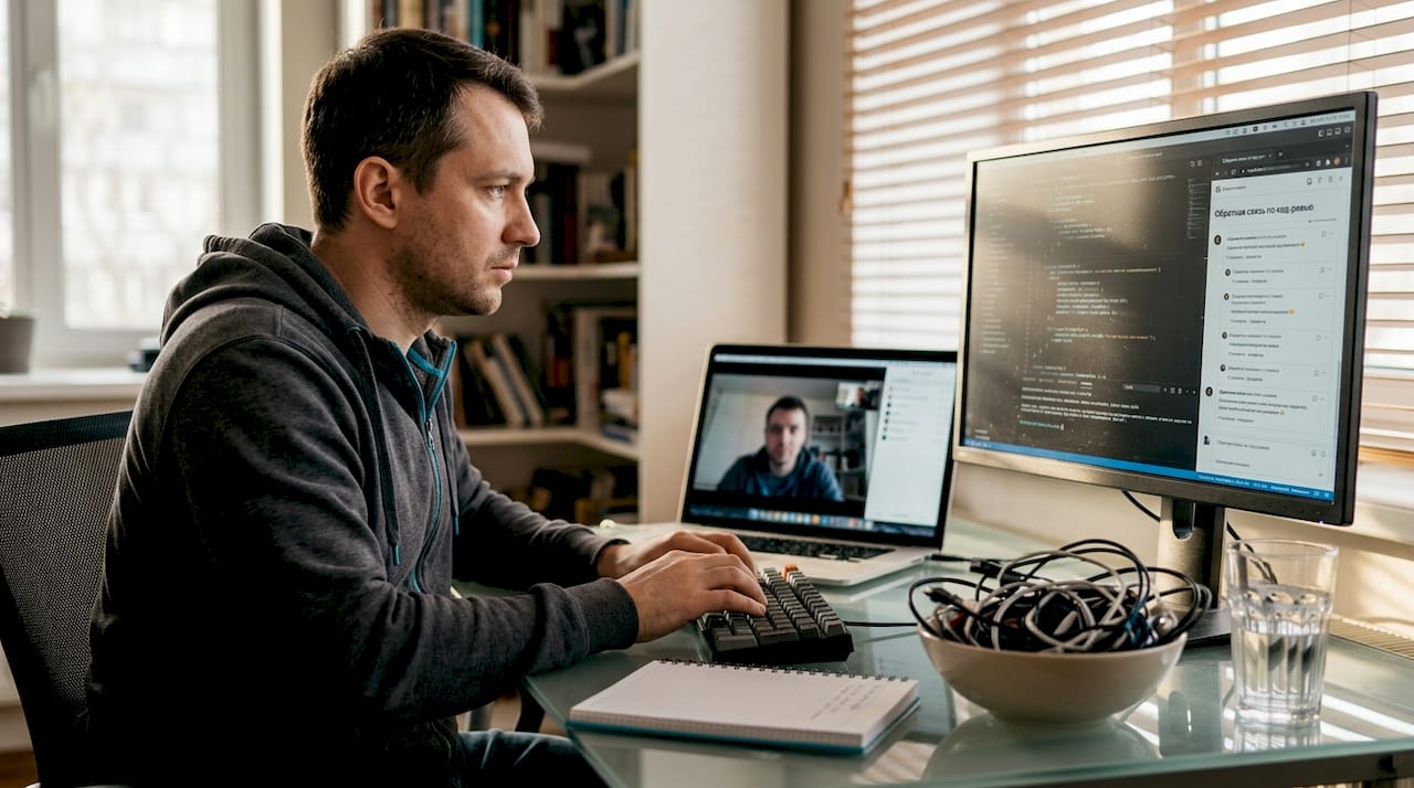 Разработчик проводит онлайн-разбор кода в режиме реального времени