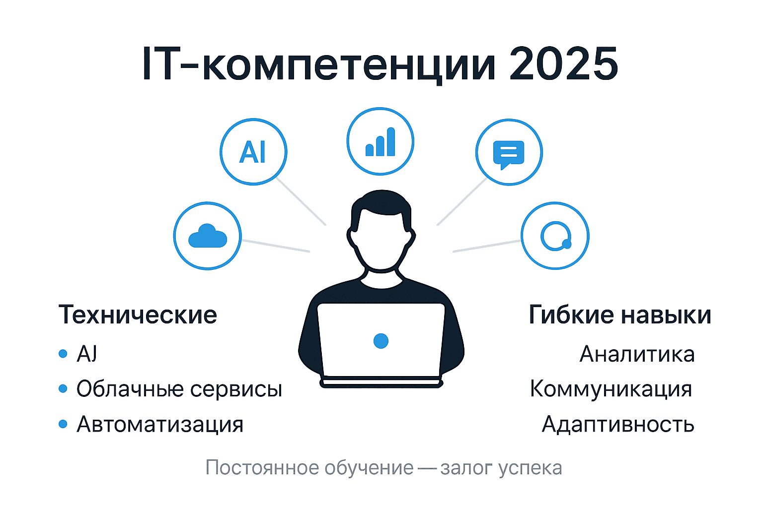 Инфографика: самые востребованные IT-навыки в 2025 году