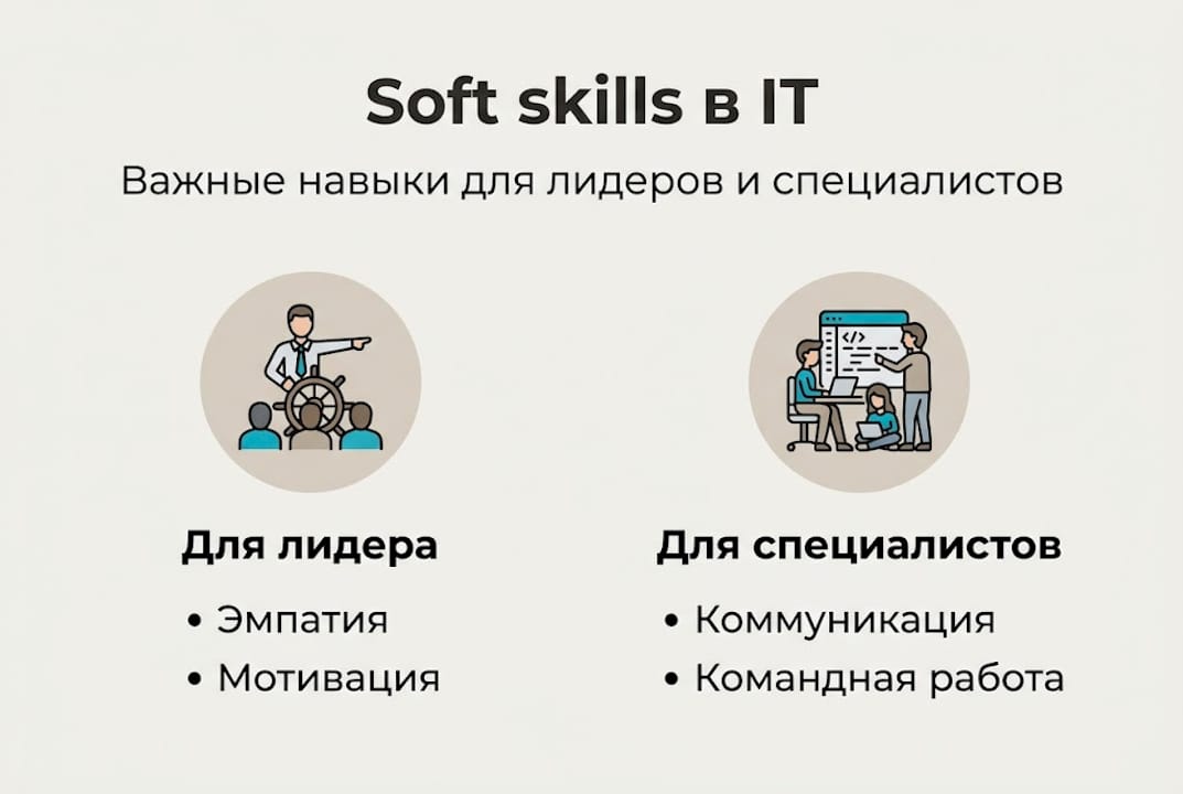 Инфографика: чем отличаются soft skills руководителя и профессионала