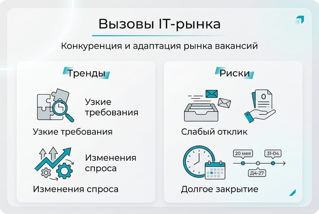 Инфографика: ключевые сложности при подборе IT-специалистов