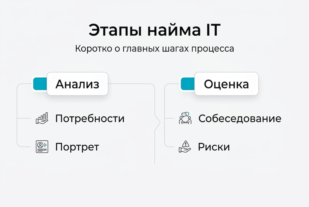 Инфографика: ключевые шаги по поиску и подбору IT-специалистов