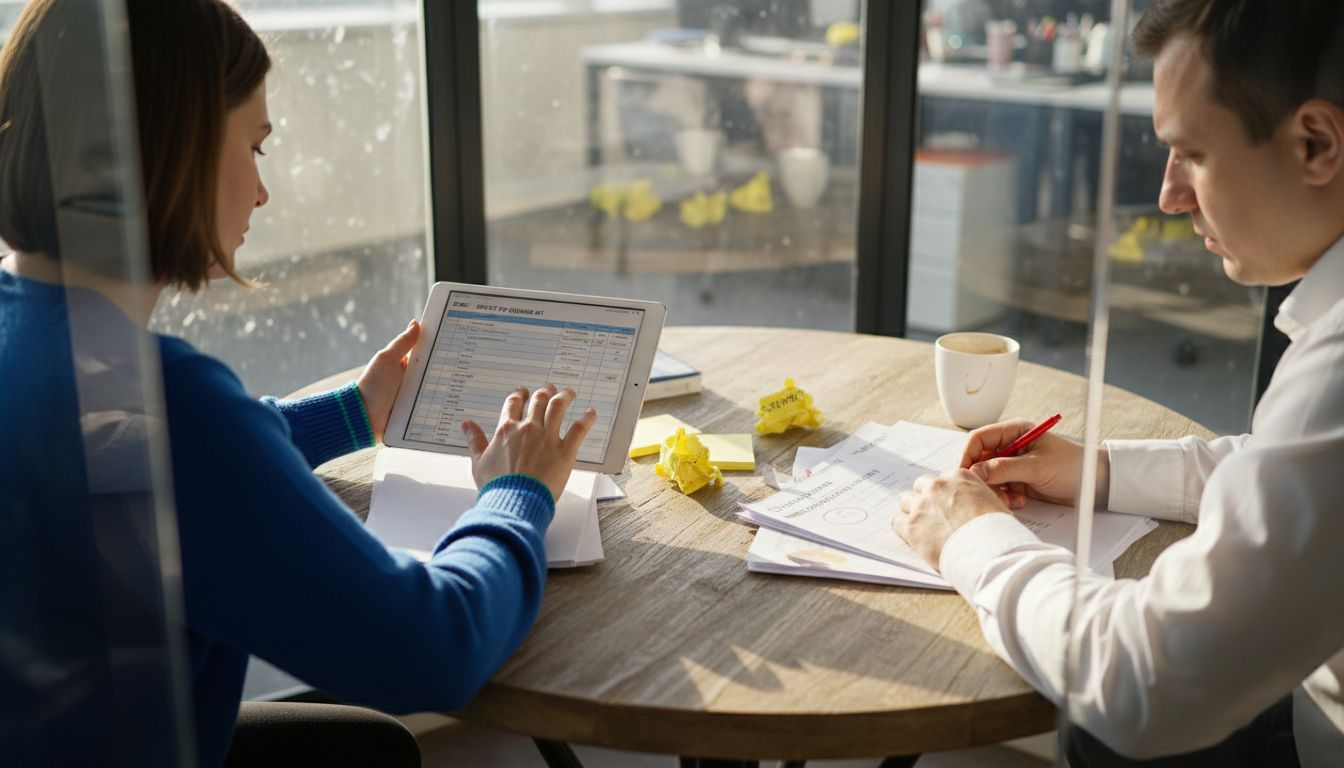 HR managers reviewing staff assessment documents