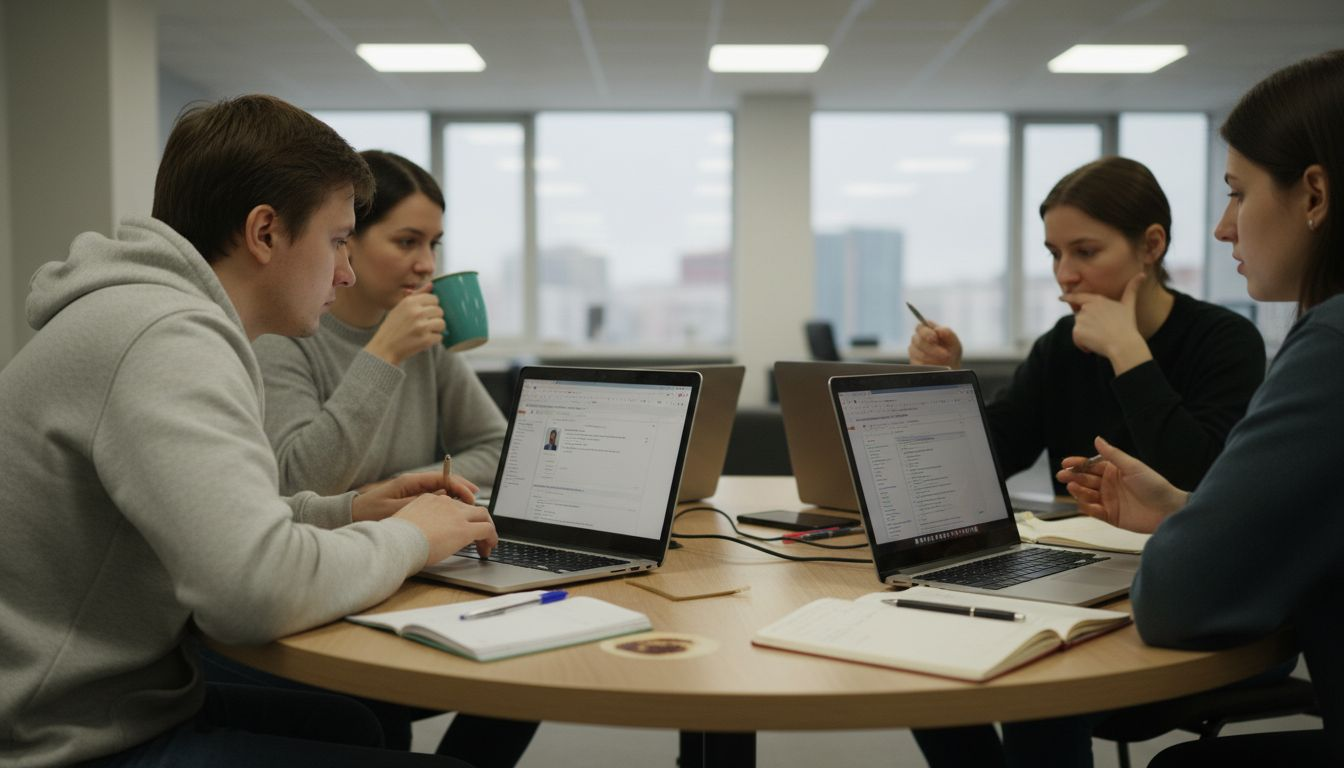 Обсуждение рабочих вопросов IT-команды в переговорной