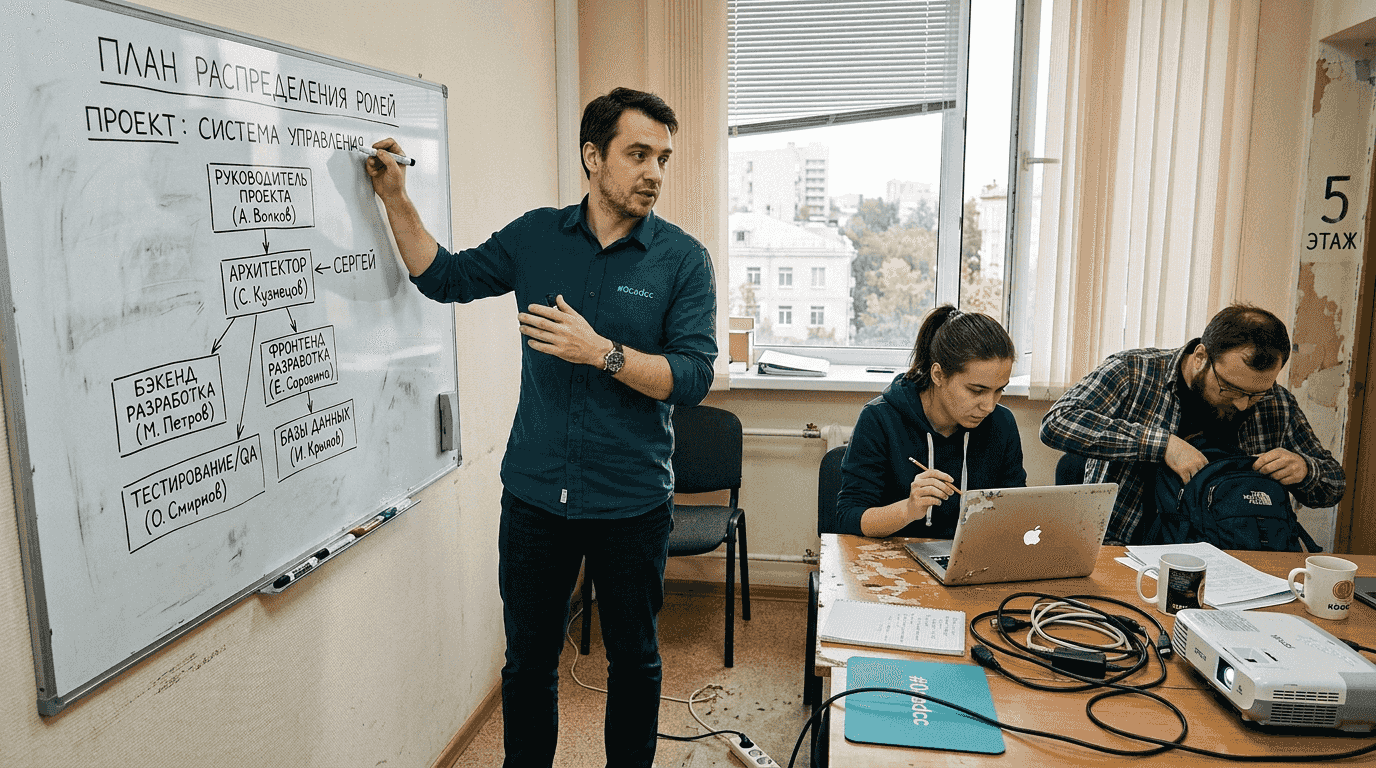 Тимлид разъясняет команде, кто за что отвечает