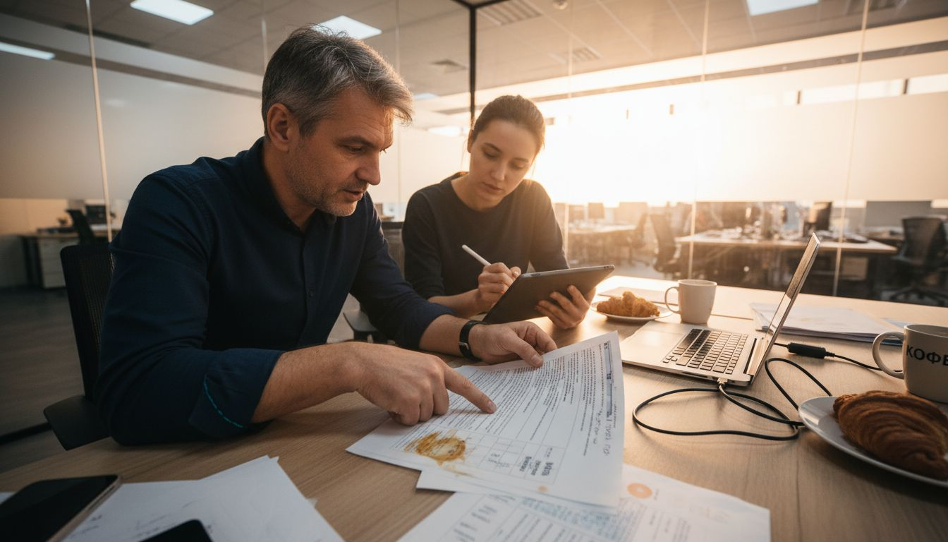 Разработчики обсуждают код за общим столом