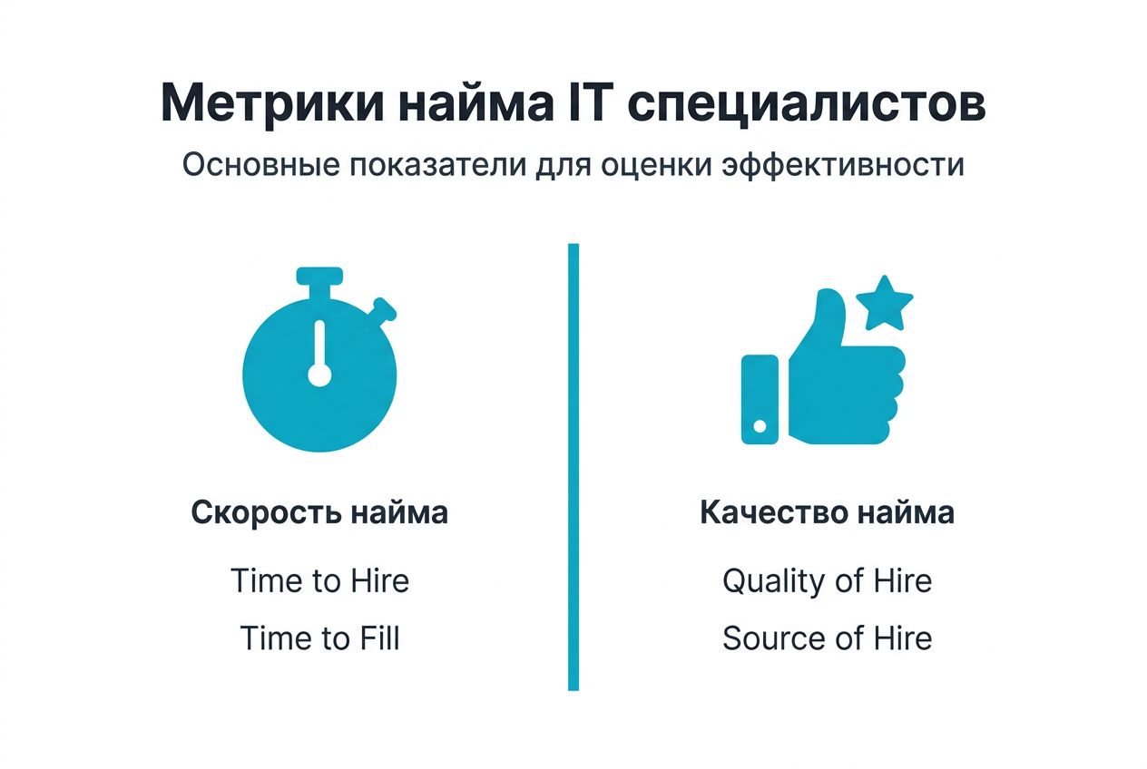 Инфографика с ключевыми показателями эффективности найма в IT