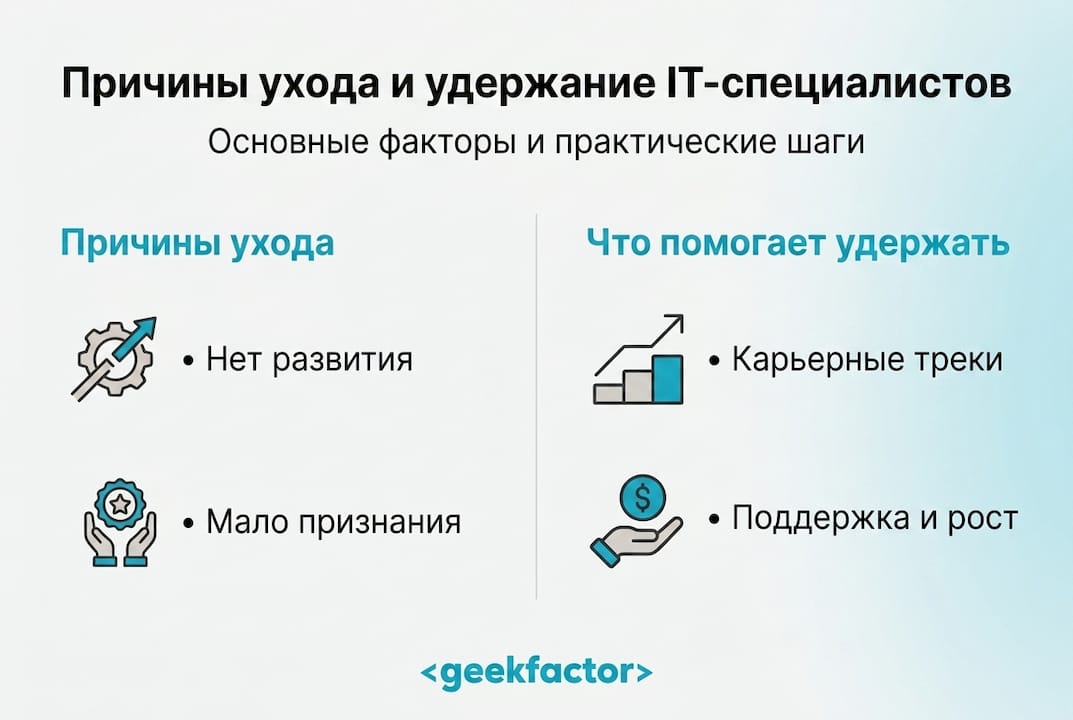 Инфографика: почему IT-специалисты уходят из компании и как этого избежать