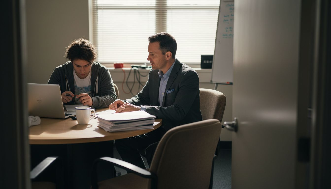 HR manager interviewing developer in IT setting