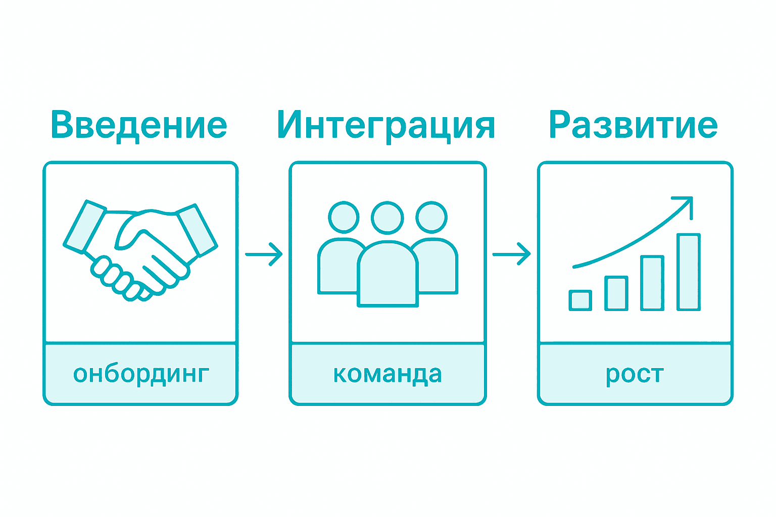 Инфографика, наглядно показывающая этапы внедрения IT-решений
