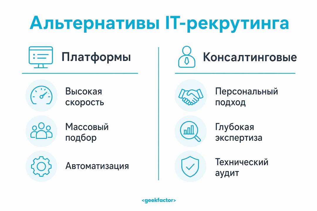 Инфографика: сравнительный обзор IT-рекрутинговых платформ и консалтинговых агентств