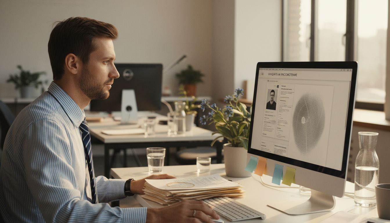 HR-менеджер внимательно изучает резюме соискателей